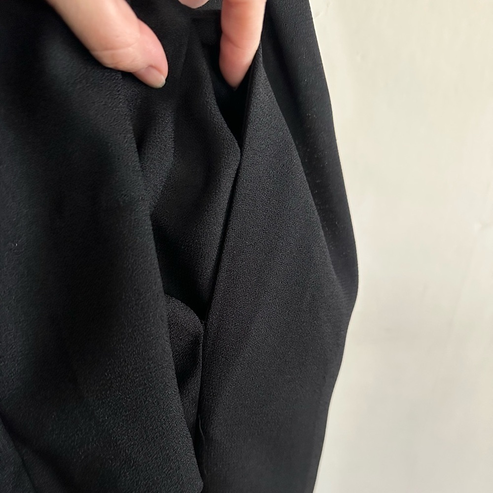 Vintage 80s 90s Karin Stevens Dress Pearl Button Black Sheer Midi Rockabilly Sm - Picture 7 of 15